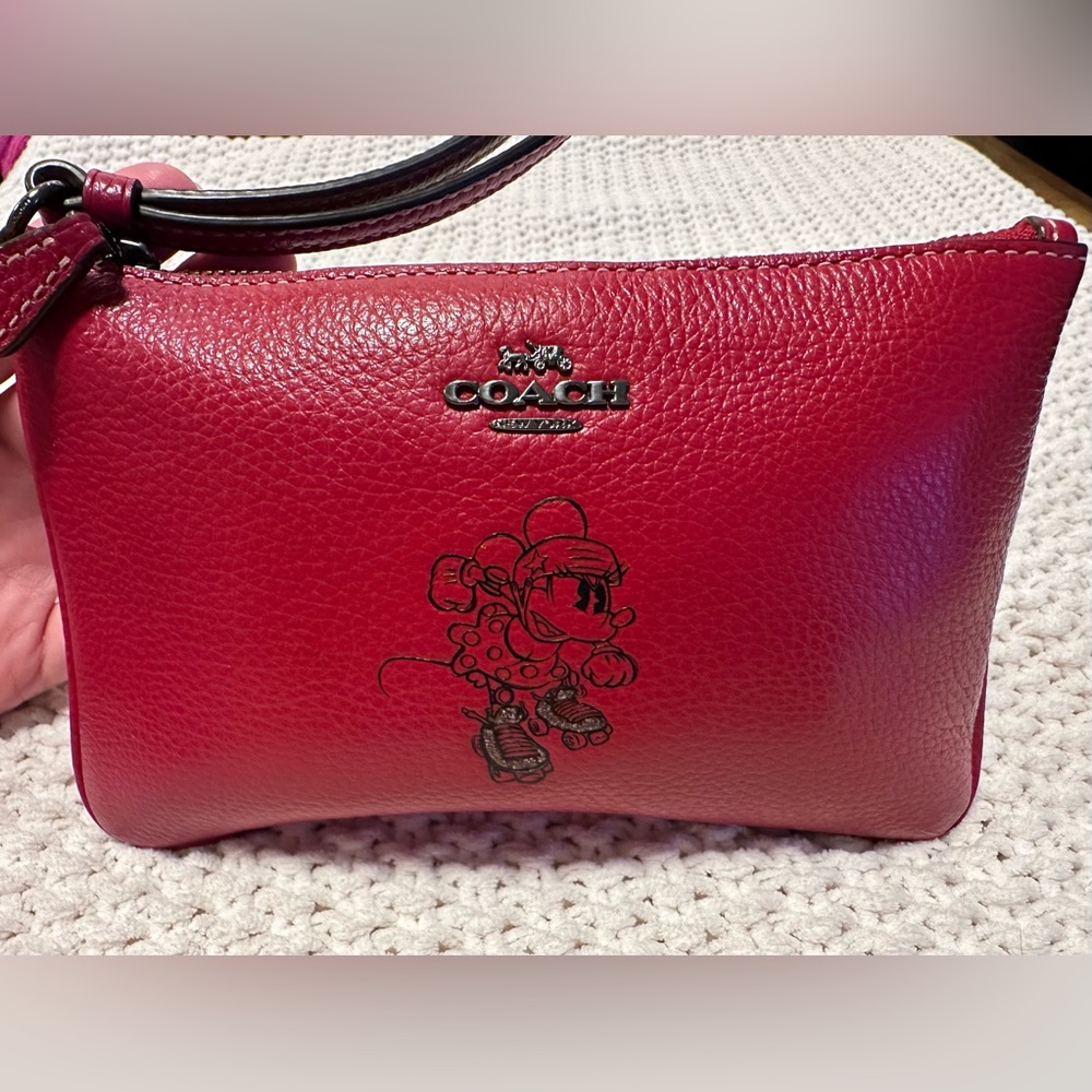 Coach Minnie Mouse Leather Wristlet